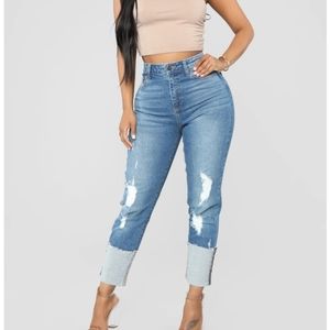 Fashion Nova denim jeans distressed